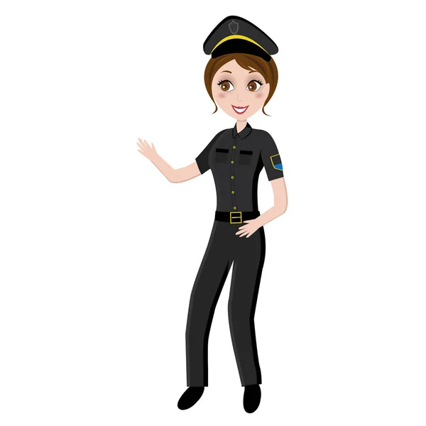 Polícia mulher de uniforme — Vetor de Stock