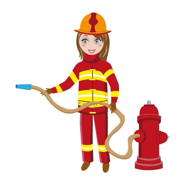 Firefighter with a hose and hydrant — Stock Vector © SergeyVasutin ...