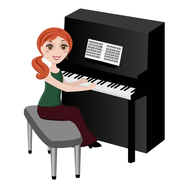 Pianista chica músico — Vector de stock