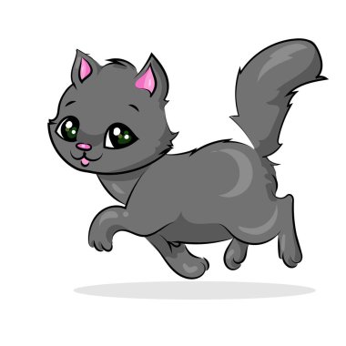 sevimli çizgi vektör renkli kedi beyaz arka plan