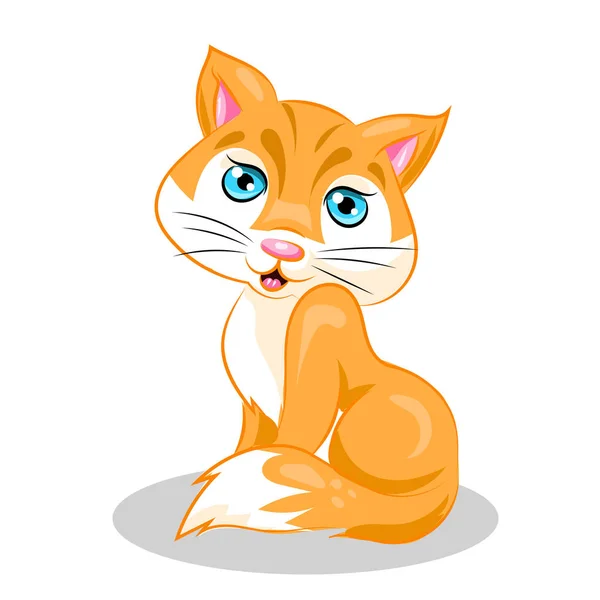 Lindo vector de dibujos animados gato colorido en el fondo blanco — Vector de stock