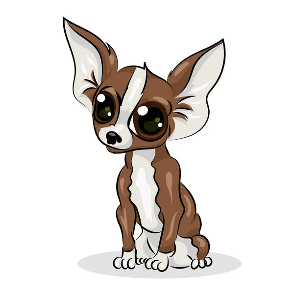 Dibujos animados lindo divertido vector chihuahua perro en el fondo blanco — Vector de stock