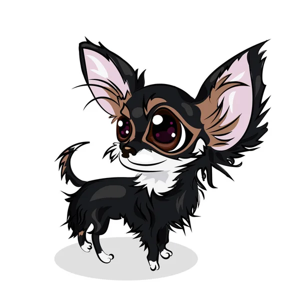 Cartoon cute funny vector chihuahua dog at the white background — Stock Vector