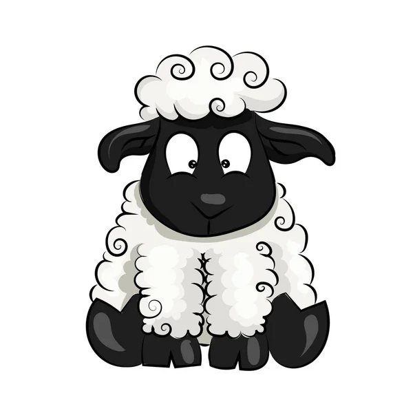 Schattige cartoon vector schapen lam op de witte achtergrond — Stockvector