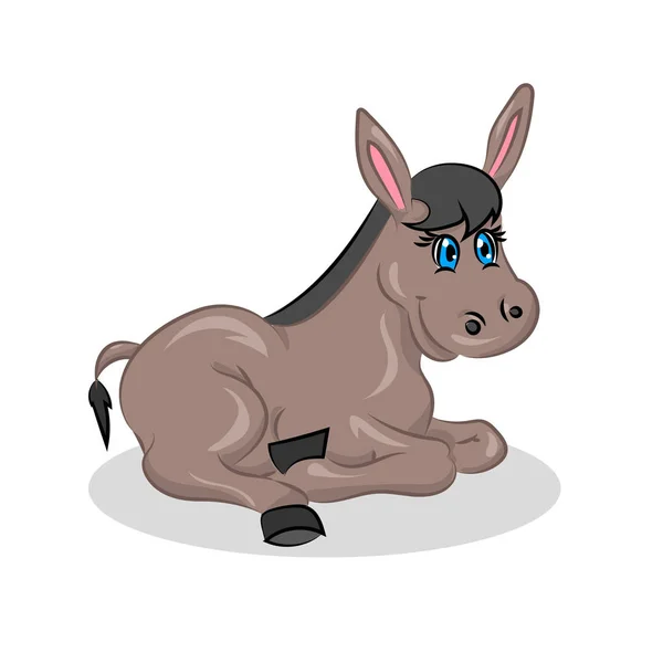 Dibujos animados lindo burro vector divertido en el fondo blanco — Vector de stock