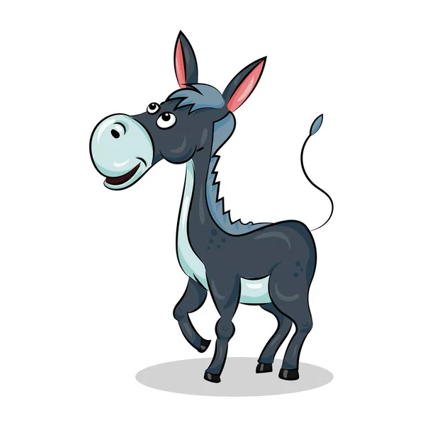 Dibujos animados lindo burro vector divertido en el fondo blanco — Vector de stock
