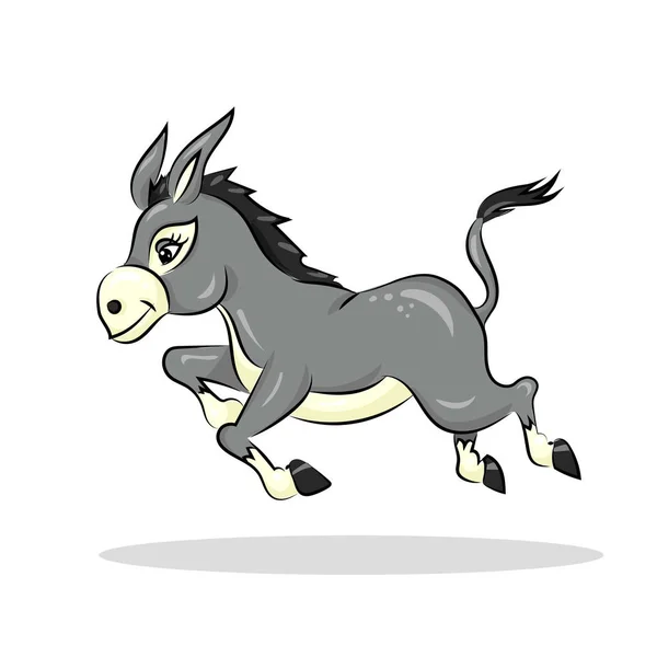 Cartoon cute funny vector donkey at the white background — Stock Vector