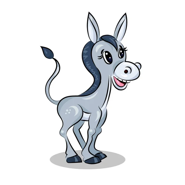 Dibujos animados lindo burro vector divertido en el fondo blanco — Vector de stock