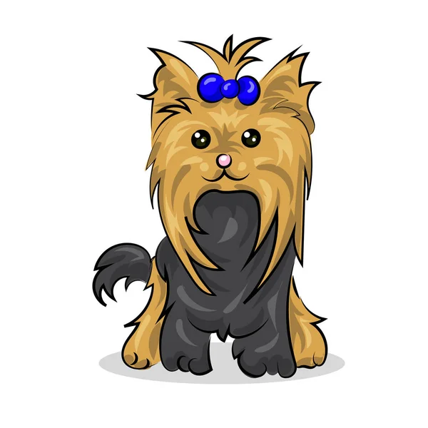 Dibujos animados lindo vector yorkshire terrier en el fondo blanco — Archivo Imágenes Vectoriales