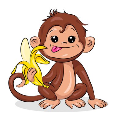 cute small crazy monkey at the white background clipart
