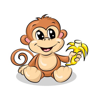 cute small crazy monkey at the white background clipart