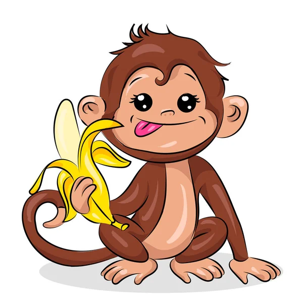 Cute small crazy monkey at the white background — Stock Vector