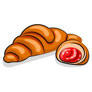 Beyaz arka plan, reçelli kruvasan