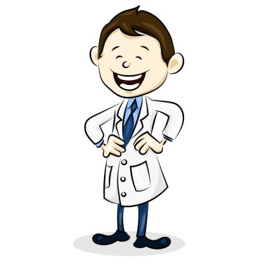 karikatür komik doktor üniforması ve kravat