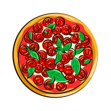 Pizza domates, peynir beyaz arka plan izole