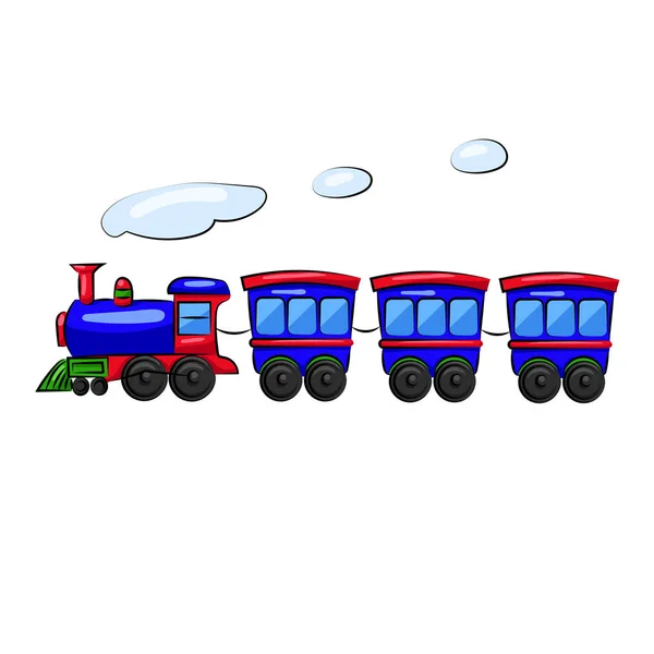 Tren con vagones aislados en el fondo blanco — Vector de stock