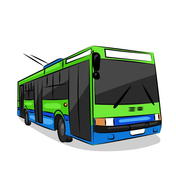 Ônibus trole verde isolado no fundo branco — Vetor de Stock