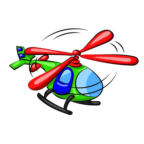 Kid groene cartoon helikopter met rode propeller — Stockvector