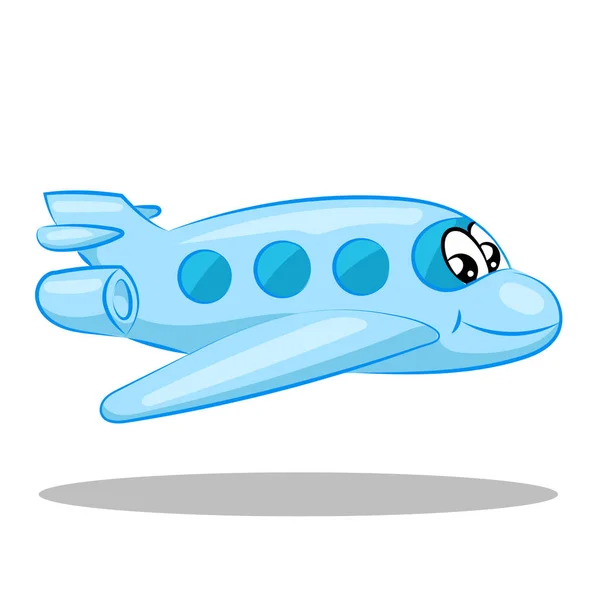 Dzieciak kreskówka niebieski samolot z oczy i usta — Wektor stockowy