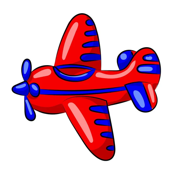 Kid rode cartoon vliegtuig met blauwe propeller — Stockvector