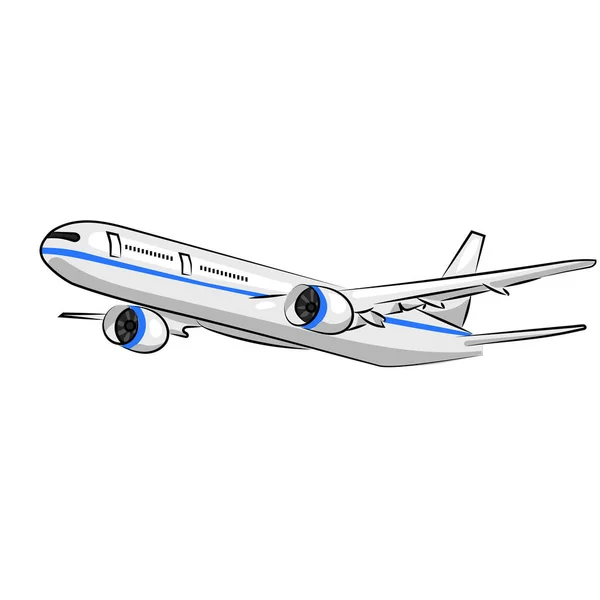 White plane airliner isolated at the white background — Stock Vector