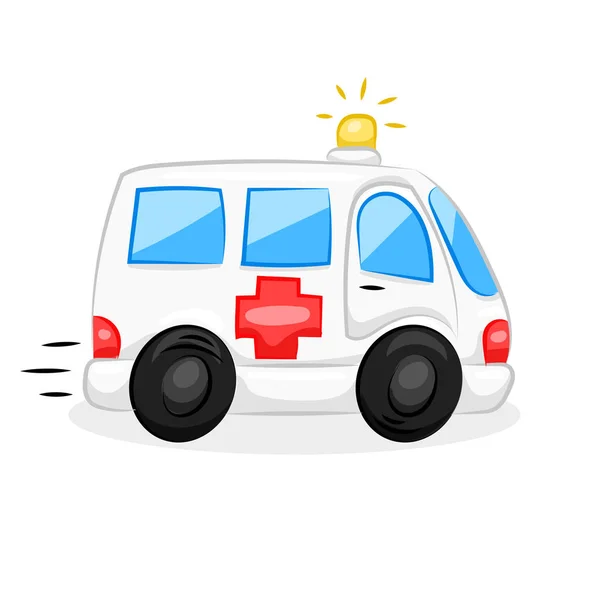 Kızıl Haç ve flasher ile beyaz komik ambulans araba