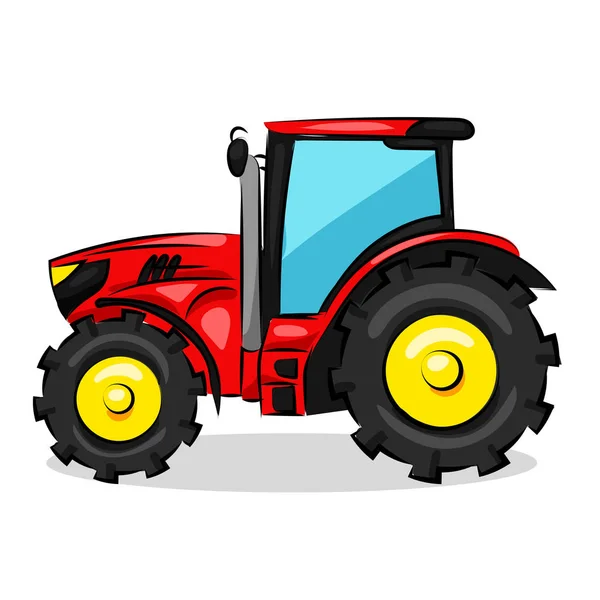 Tractor rojo grande aislado en el fondo blanco — Vector de stock