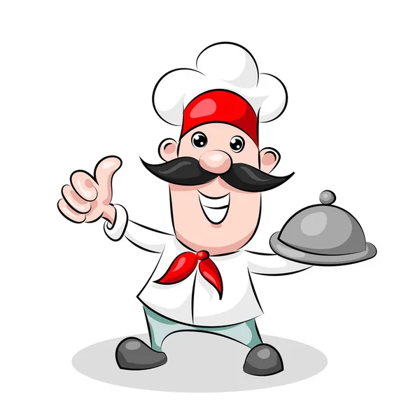 Dibujos animados cocinero divertido lindo cocinero en la tapa — Vector de stock