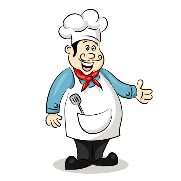 Cartoon cute funny chef cook in the cap — Stock Vector