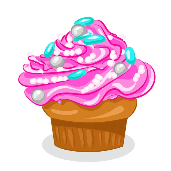 Cupcake con crema isolata sullo sfondo bianco — Vettoriale Stock