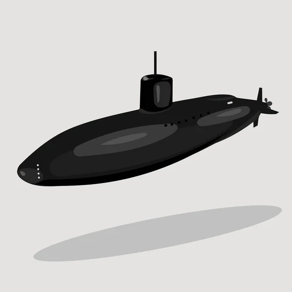 Submarino negro aislado en el fondo blanco — Archivo Imágenes Vectoriales