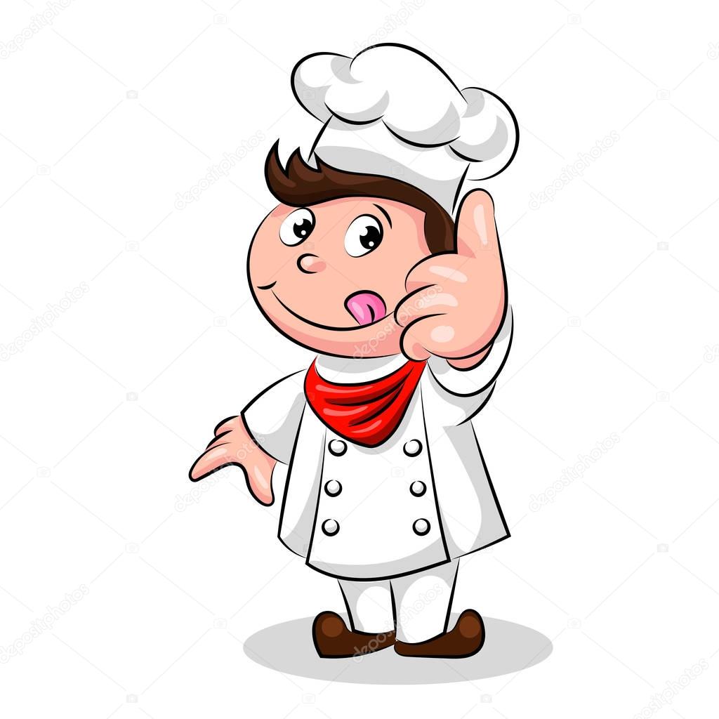 cartoon cute funny chef cook in the cap