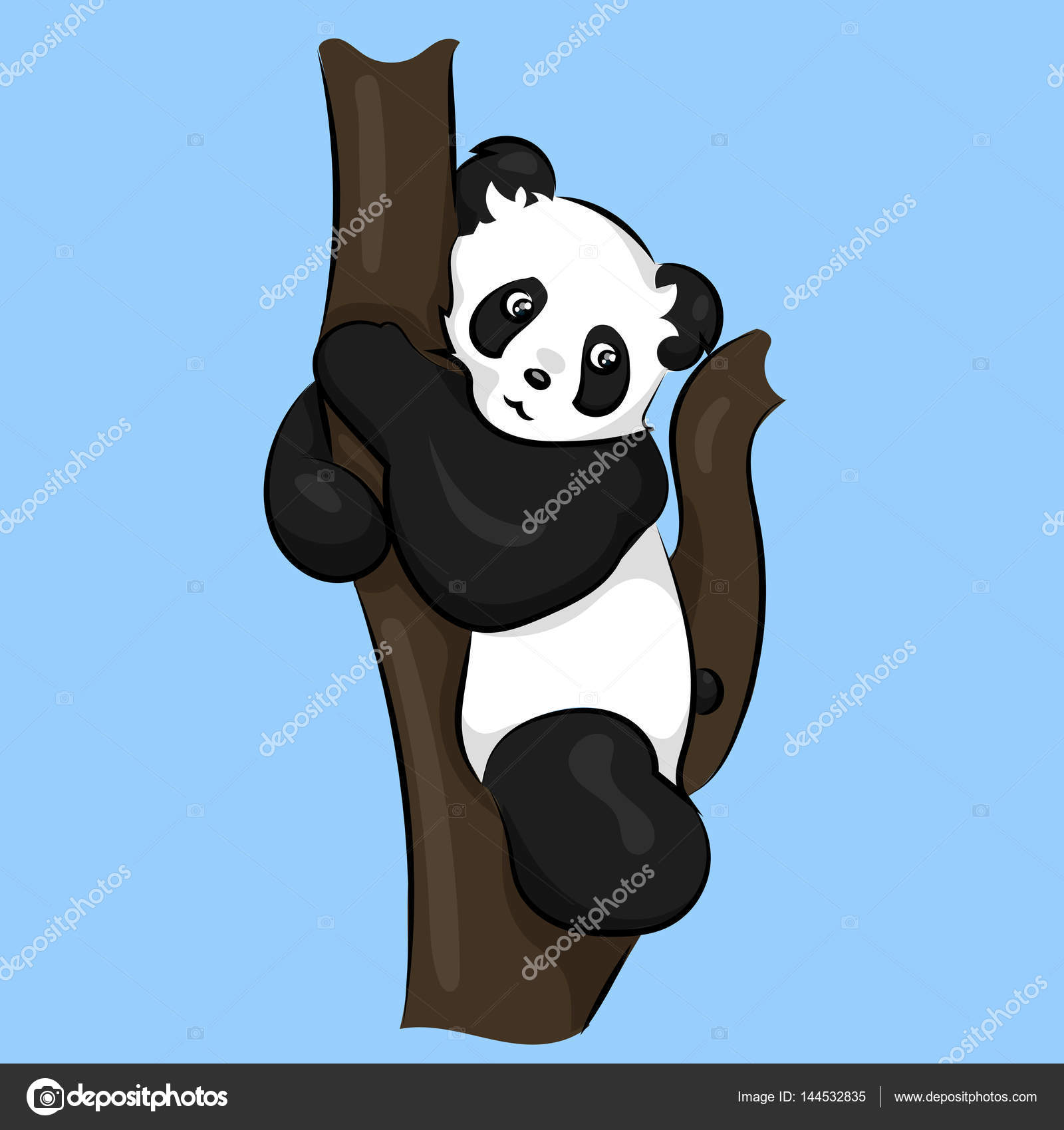 Panda bear all albero — Vettoriale Stock