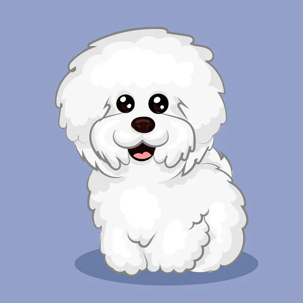 White "bichon frise" dog at one color background — Stock Vector