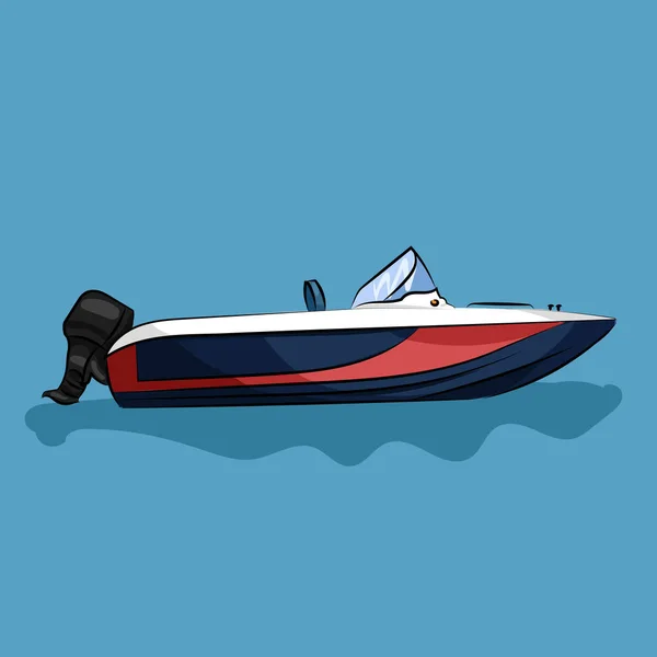 Motorboot blauw rood en wit — Stockvector