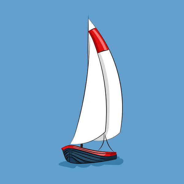 Voilier bateau blanc et rouge — Image vectorielle