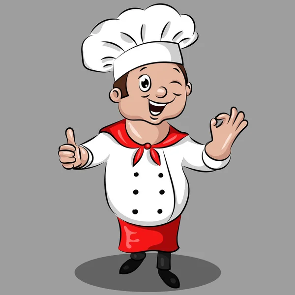 Cartoon niedlich lustig Koch Koch in der Mütze — Stockvektor