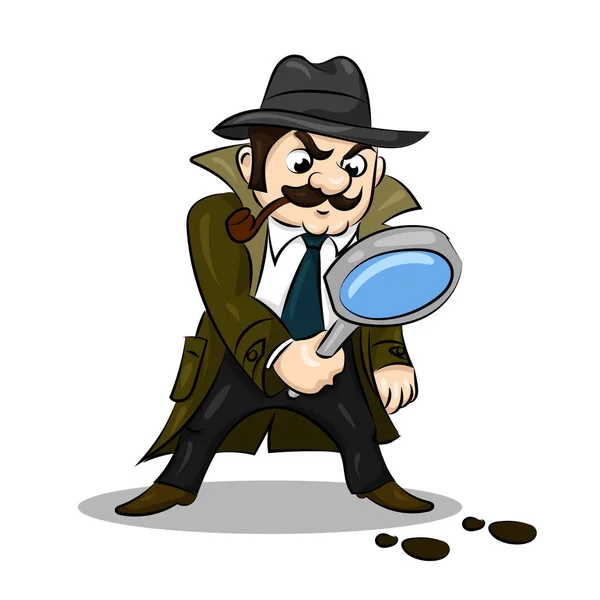 Detective hombre con lupa — Vector de stock