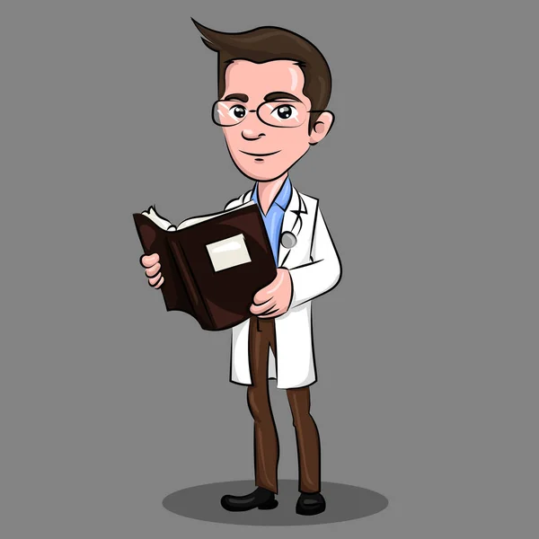 Arzt im Kittel mit Notizblock und Phonendoskop — Stockvektor
