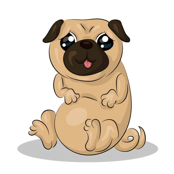 Dog pug isolated at the white background — Stock Vector