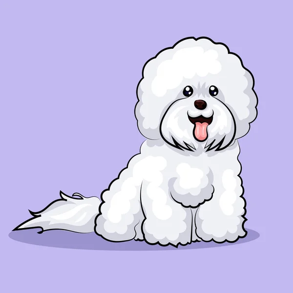 Blanco Bichon Frize perro aislado en un fondo de color — Vector de stock