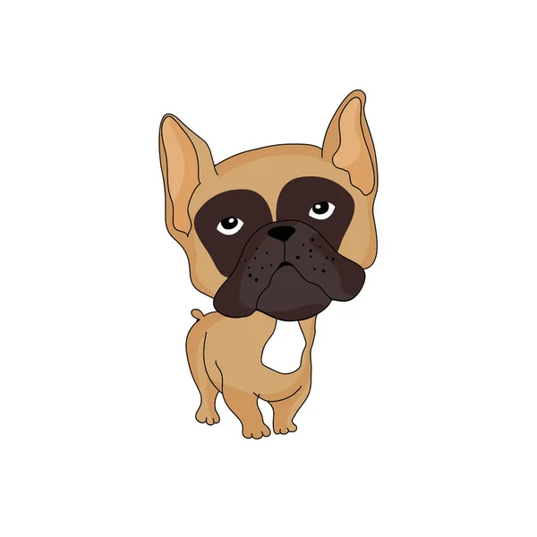 Pug pequeño perro triste en el fondo de un color — Vector de stock