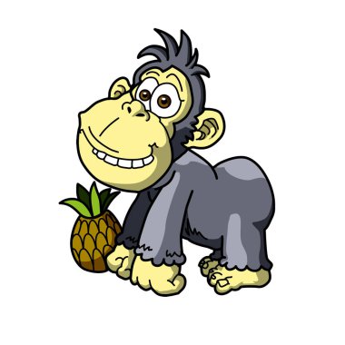 Sarı ananaslı gri goril maymun Stan