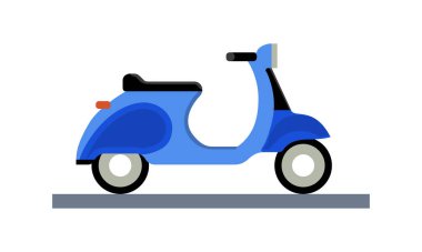 Beyaz arkaplanda mavi motorlu scooter izole edildi