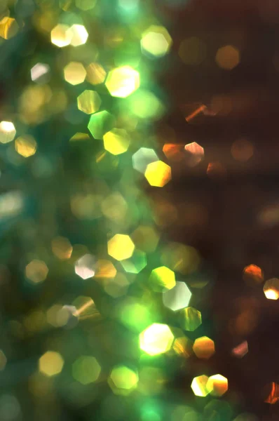 Christmas background with green and yellow bokeh — Stock Photo, Image