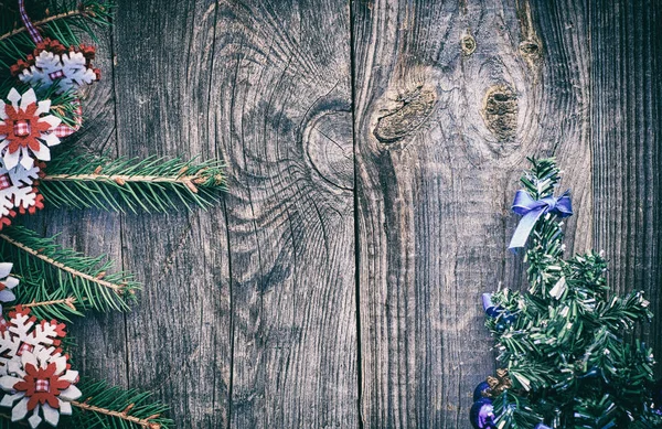 Fondo de madera gris navidad, tonificación vintage — Foto de Stock