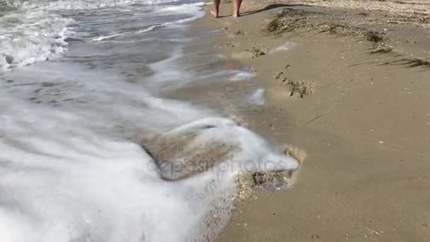砂の中の人間の足跡 — ストック動画