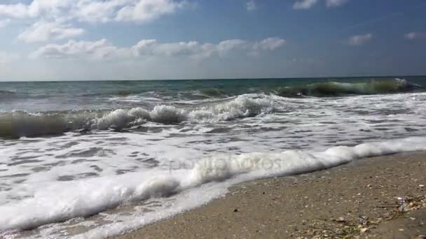 Вид з берега на море з хвилями — стокове відео