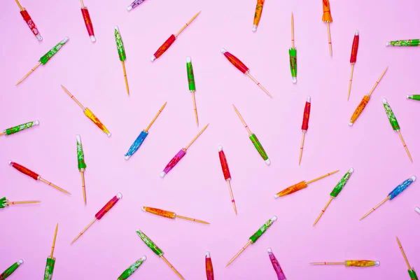 Colorful wooden cocktail umbrellas — Stock Photo, Image