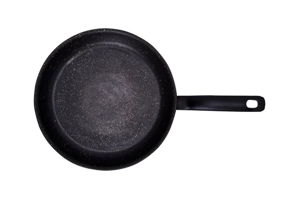 Lege zwart grote ronde pan met handvat — Stockfoto